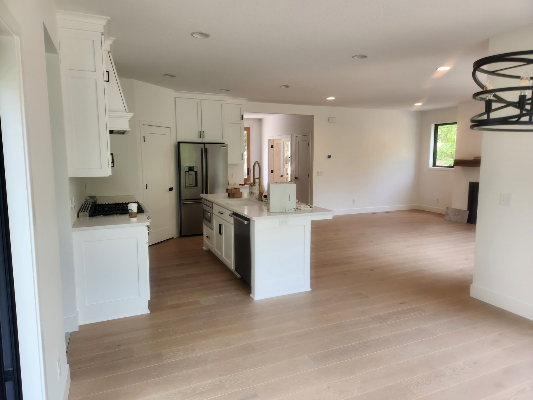 Upstairs hall with white trim and doors
