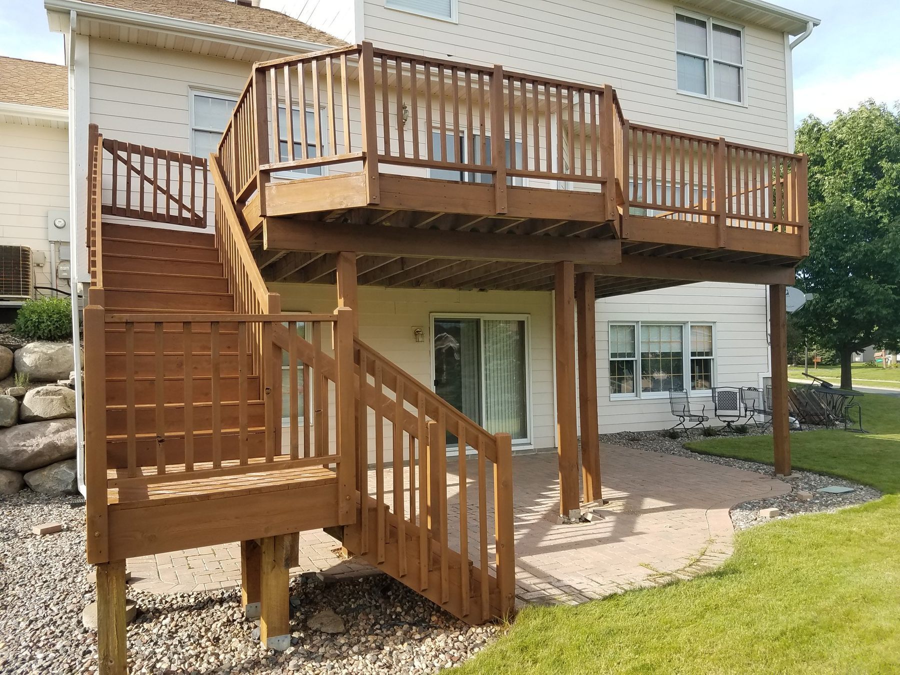 After: Deck surface: weathered gray to semi-transparent brown