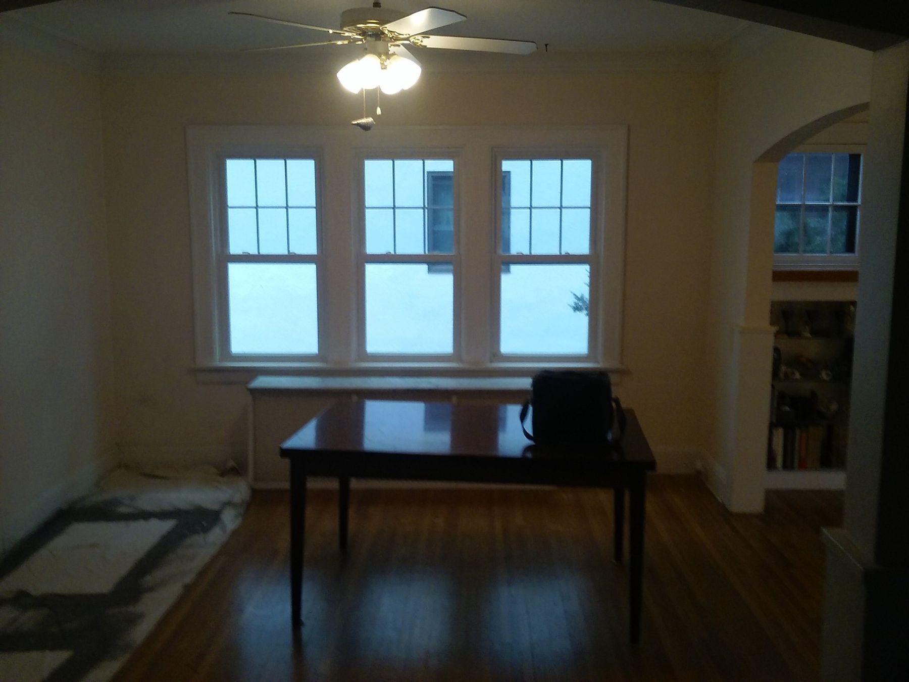 Before: Dining room windows and window seat
